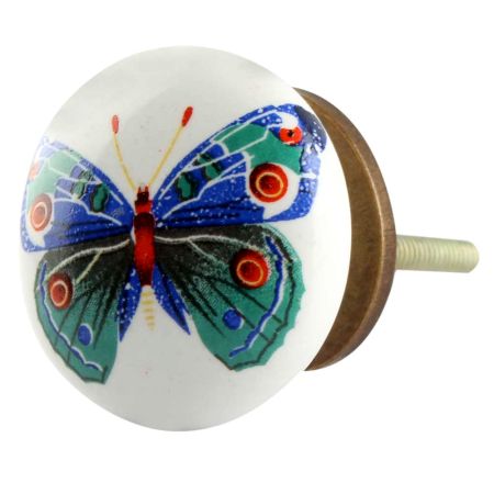 Multicolor Butterfly Ceramic Flat Cabinet Knob Online